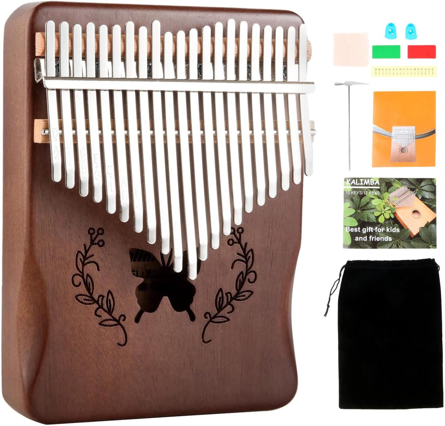 Musical Instrument African - Kalimba 21 Keys Thumb Piano, Natural