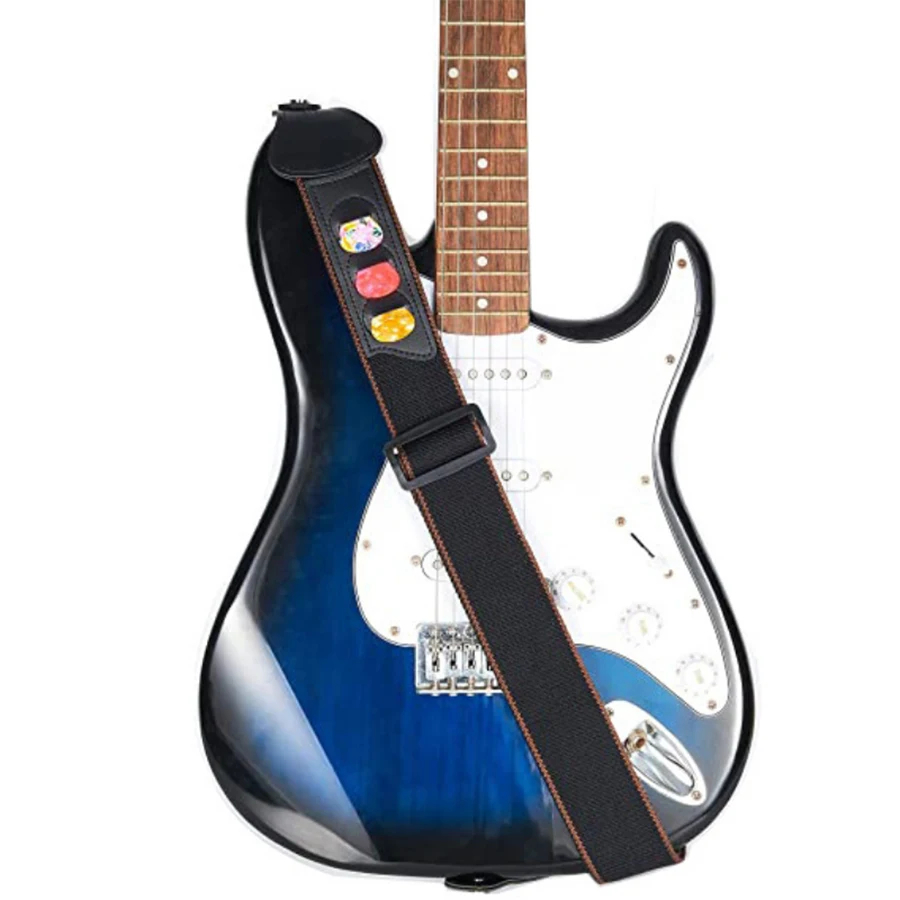 7Pcs/Set Guitar Strap Black PU - Musical Instrument Note recensie en prijs